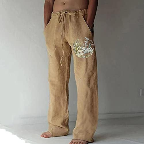 Dudubaby joga hlače za muškarce labave ležerne pamučne pantalone od punog boja elastična kravata ispisane