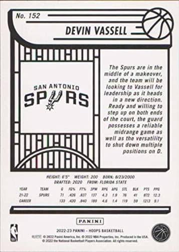 2022-23 PANINI NBA HOOPS 152 Devin Vassell Nm-MT San Antonio Spurrs košarkaška trgovačka kartica NBA