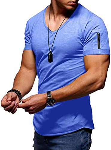 Muški mišićni vježbanje atletska majica Bodybuilding Modni kratki rukav Slim Fit patentni čaplje