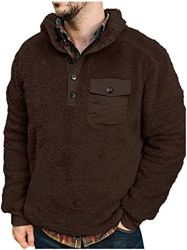 Muški džemper od flisa moda, sa džepovima dugmad Aztec zabavni džemperi Zip up V-izrez džemperi dukserica