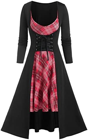 Ženska Maxi Haljina Moda Gotska Vintage Plus-Size Formalna Haljina Noć Vještica Dugih Rukava