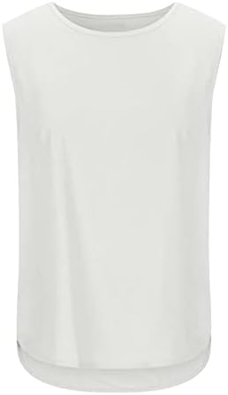 Comigeewa ljetna jesenska majica za vrat za ženske rukavice bez rukava 2023 laneni pamuk vezena grafička obična