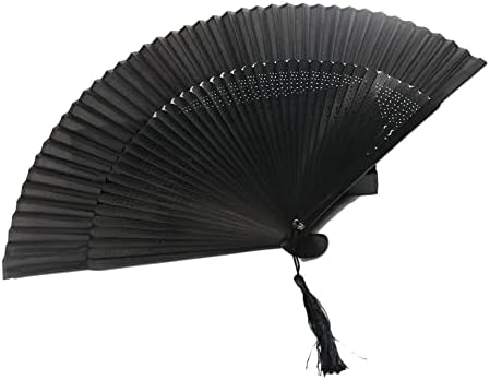 KMAX svileni sklopivi ventilator, japanski vintage retro stil ručno izrađena svila crna sa rukavima od tkanine