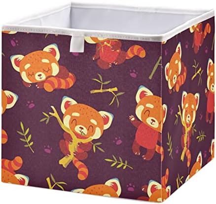 Blueangle Crvena panda kocke za odlaganje kante, 11 x 11 x 11 in, velika košara za skladištenje organizatora za kućnu dekoru (410)