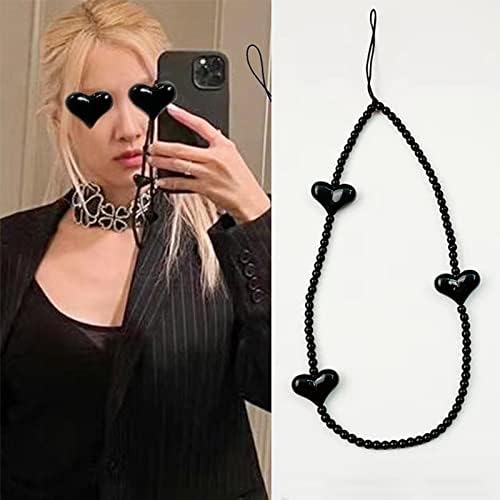 POYAMUSE telefon u obliku perli u obliku srca Charm narukvica za žene djevojke lanac telefona protiv izgubljenog Y2K stila