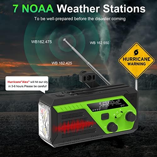 Rychi 6000mah Emergency weather Radio sa 4 ugrađenim kablom, NOAA Weather Radio, Emergency Crank Radio sa brzim