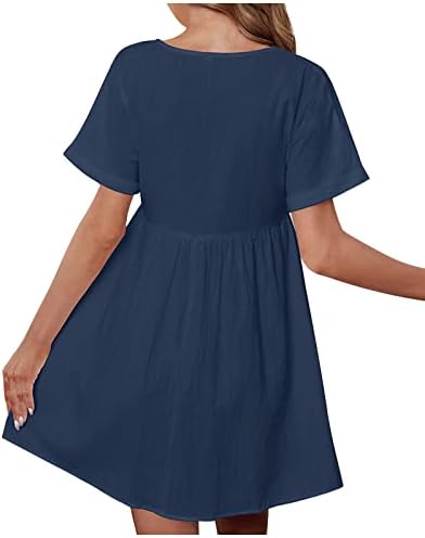 Lmdudan 2023 Summer sandress ženska modna čvrsta boja V izrez Mini a line casual haljine labave tabla kratka