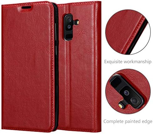 Cadorabo futrola za knjige kompatibilna sa Samsung Galaxy A6 Plus 2018 u Apple crvenoj boji-sa magnetnim zatvaračem, funkcijom postolja i utorom za kartice - novčanik Etui Cover torbica PU Leather Flip