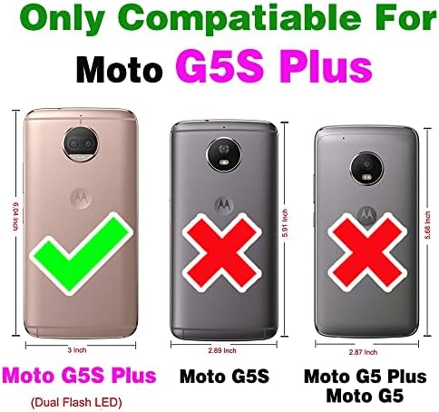 Asuwish kompatibilan sa Moto G5s Plus futrolom za novčanik i držačem kreditne kartice od kaljenog stakla za zaštitu ekrana preklopni stalak za narukvicu poklopac za mobilni telefon Motorola Moto G5s+ 5S G5Splus XT1803 Žene Muškarci plava
