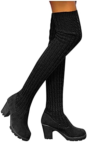 Kolee High Boots Ženske modne modne cipele za žene Retro Chunky Boots potpetice Prozračne visoke ženske čizme duge bedrene visoke čizme za žene