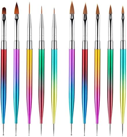 LUKEO 10kom / Set Nail Art Dotting Painting Pen Gel akrilni crtež Carving Liner Brush Tools 2 načina manikir DIY alat