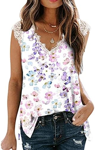 Bluza majica za žene jesen ljeto 2023 odjeća bez rukava kratkih rukava od čipke pamuk V izrez cvjetna grafička