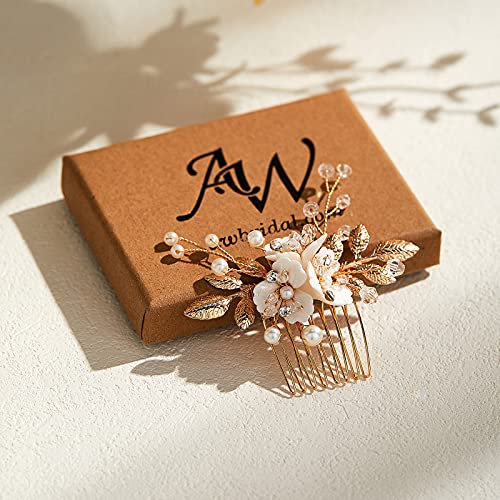 AW svadbeni keramički cvijet Svadbeni Dodaci za kosu za mladenke vjenčani češljevi za kosu Zlatni Svadbeni komadi