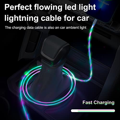 LED Light up Flowing iPhone Charger 6FT Apple MFi Certified Lightning Cable Data Sync Cord Car LED Light up sjajni kabl za brzo punjenje za Apple iPhone 14/13/12/Pro / 11 / X/XS / XR/8/7/6/5s / SE / iPad