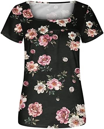 Camiseta Cuello Cuadrado 2023 para mujer Blusa Manga Corta A La Moda Camiseta Holgada Con