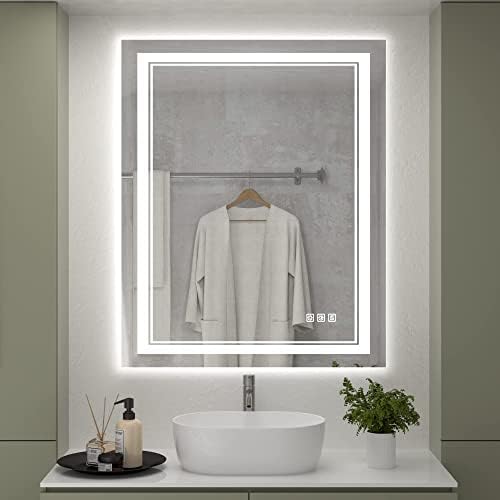 QueenFun 30X36 LED ogledalo za kupatilo sa svetlom,prednje i pozadinsko osvetljenje, protiv magle,zidno ogledalo