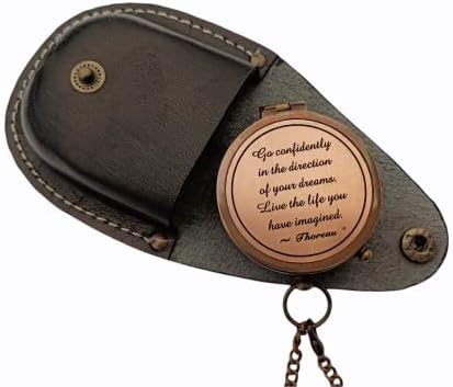 Mariyam Poklon MART Thoreau's Svjedstveno citiraj ugravirani antikni nautički kompas sa kožom