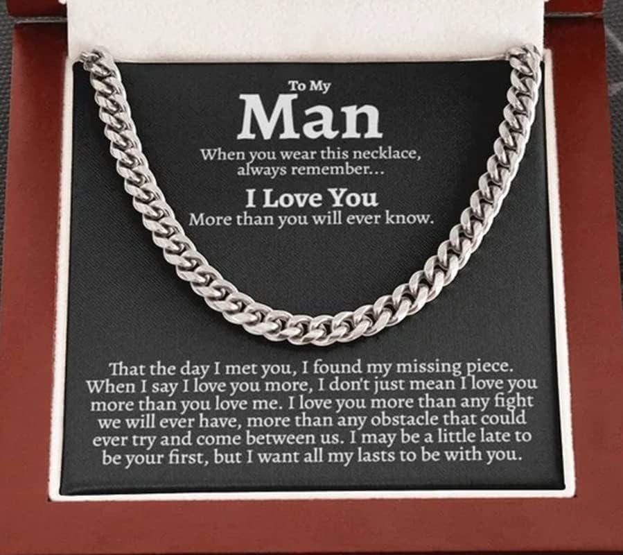 WUSHAOHE to My Man nehrđajući čelik Kubanski Lanac ogrlica Za njega, rođendanski pokloni za dečka