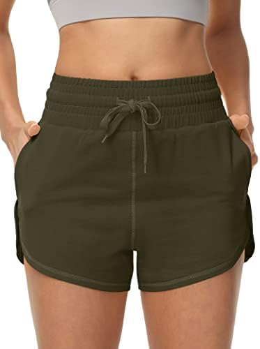 Urkeuf ženske znoje pamučne šorc sa džepovima visoki struk casual ljetne atletske kratke hlače