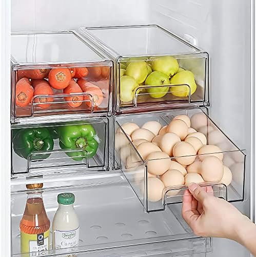 Mano 2pack Clear frižider fioke izvucite Slaganje frižider fioka Organizator kante ostava kutija plastične