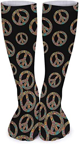 Psihodelični mir logo Sportske čarape Tople cijev čarape Visoke čarape za žene Muškarci Tužerbene