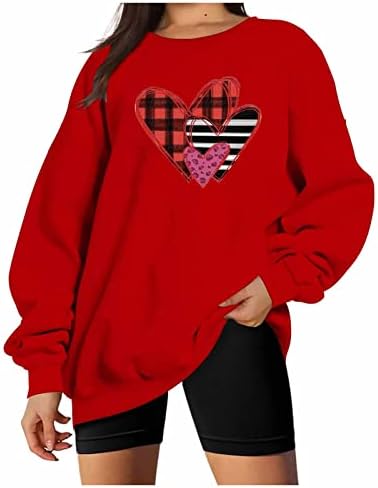 JJHAEVDY žene vole srce Duks grafički puloveri vole srce pismo Print Duks Valentine Tops Odjeća