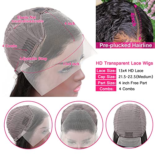 Hepoiss deep Wave Lace prednje perike ljudska kosa za crne žene 180% gustoća HD prozirne 13x4