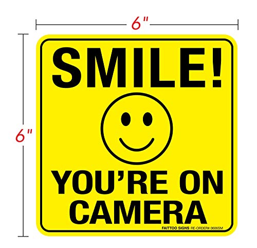 Smile Vi ste na naljepnicama znaka fotoaparata 6 pakovanje - 6 x 6 inča - 4 mil vinil - laminirano