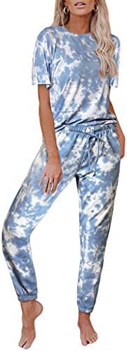 Yoga hlače 2pcs Women Tie-Dye set dukseva kratki rukav Top sanke za kockice