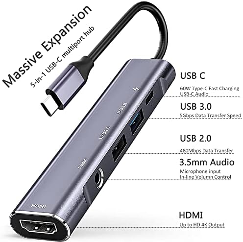 USB C do HDMI adapter DEX priključak za Galaxy S23 / S22 / S21 / Note20 / TABS8 / S7, Type-C Hub sa 3,5 mm