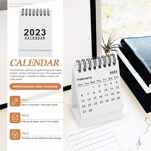 Nuobesty Desktop kalendar 1pc, 2023 Mini Stand up kalendari za stol zavojnica DIY MEMO Pad godišnjeg dnevnog
