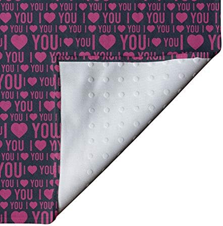 Ambesonne Volim te Yoga Mat ručnik, romantični uzorak sa srčanim oblicima i ljubavnim riječima Valentines