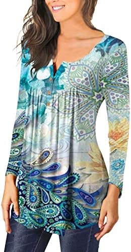 Ženski vrhovi Sakrij trbušni tunički jesen trendy dugih rukava majica slatka cvjetna tiskanje tinegalne