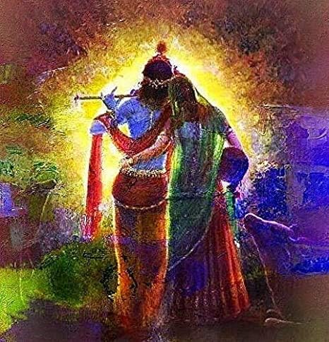 SoulSpaze Radha Krishna: Vječna Ljubavna Priča Ruka Naslikana Na Platnu Bez Okvira