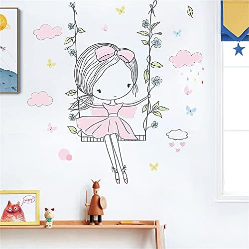 ROFARSO šareno slatka lijepa djevojčica na zidu za ljuljanje naljepnice za djecu oguliti i zalijepiti