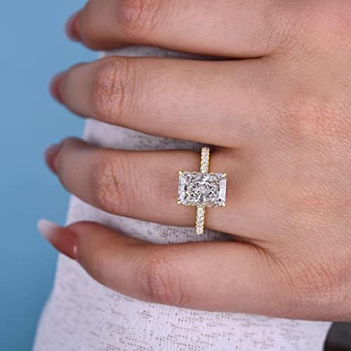 Effinny 3.5 ct zaručnički prsten blistavog reza za žene, žuto pozlaćeno Sterling srebro simulirani dijamantski