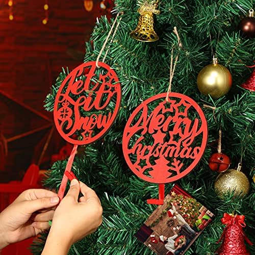 2 komada Božićne kartice Xmas Viseći foto prikaz Neka Snow Slike Merry Božić drveni nosač fotografija sa 20 komada Crvene zelene kopče za Božićni ukras zidnih vrata