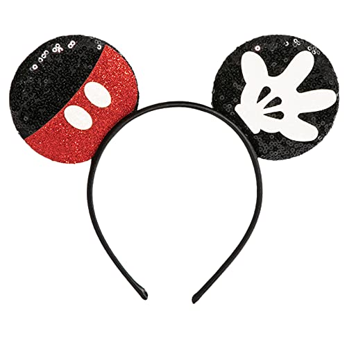 CHuangQi Mouse uši za glavu, dvostrane šljokice, Glitter Hair Band za rođendansku zabavu, Holiday