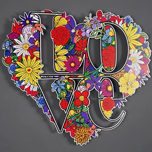 Ljubav na cvijeću UV ispisano na metalnoj zidnoj umjetnosti | Ljubavni zidni umjetnički metalni