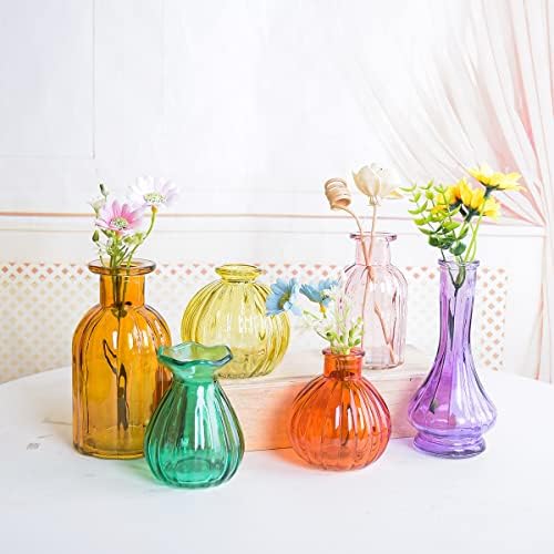 ELEGANTTIMITE BUD vaze za cvijeće, stakleno kolor vaze u rasutom skupu od 10, male vintage vazne
