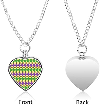 Slatka Mardi Gras uzorak štampani Pet urna ogrlica za pepeo srce kremiranje nakit spomen privjesak