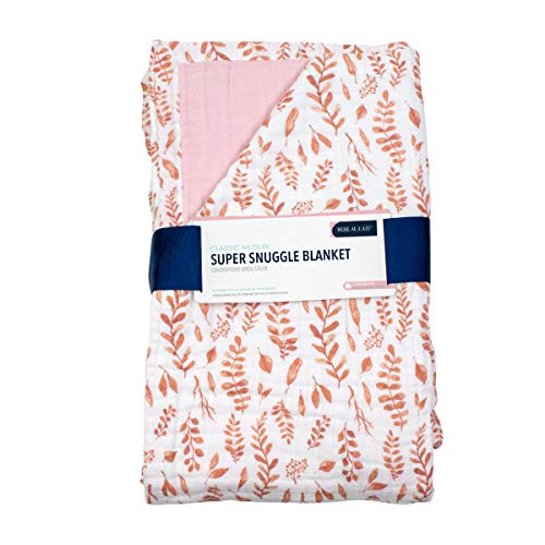 Bebe au Lait Classic Muslin Super Snuggle pokrivač - ružičaste lišće + bombone
