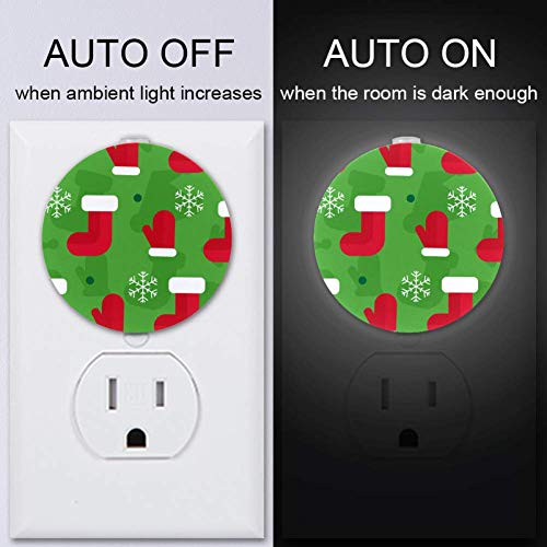 Božić čarapa uzorak Plug in LED automatsko svjetlo za spavaću sobu, hodnik i kuhinja, Pack 2