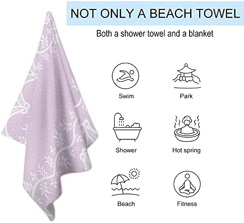Vantaso lavanda ljubičasta bijela ručnik za ručnik za bijele lagane 31x51 inčni ručnik za plažu putni