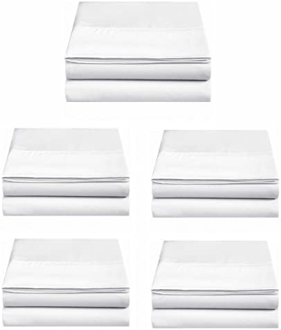 Giza Cotton 400 Thread Count Soft & amp; Durable Solid uzorak Bulk Flat Sheet top sheet Pack of 5 Color White Full Size:81x96