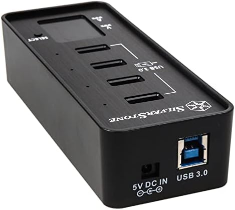 Silverstone SST-EP03 v2. 0-4-Port USB 3.0 Data Hub, ekran, OVP, OCP, Aluminijum, multinacionalni Adapter