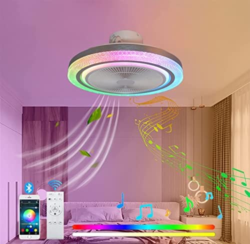 Cutyz lusteri, RGB ventilatorski ventilatorski strop sa daljinskim upravljačem Tiha muzika sa zvučnikom