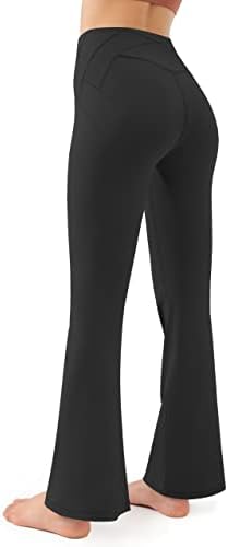 AFITNE ženske pune dužine / kapri bootcut joga hlače sa džepovima, visokog struka Flarne Workout Bootleg hlače