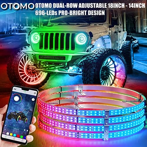 OTOMO 18 -14 LED teče točak prsten svjetla DREAMCOLORS APP&IR, 2 reda 696-LED Chasers ples u boji Neon Rim