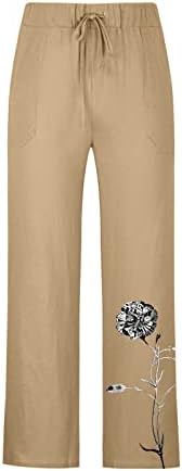 Muške pamučne posteljine hlače Ljeto labavi elastični struk džepovi hlače, casual lagane sportske rastezljive pantalone